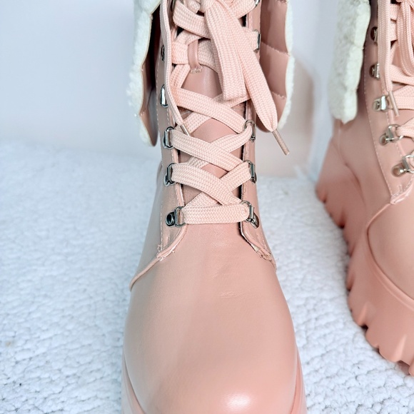 Cape Robbin Blush Fur Round Toe Lug Platforms - Picture 3 of 7